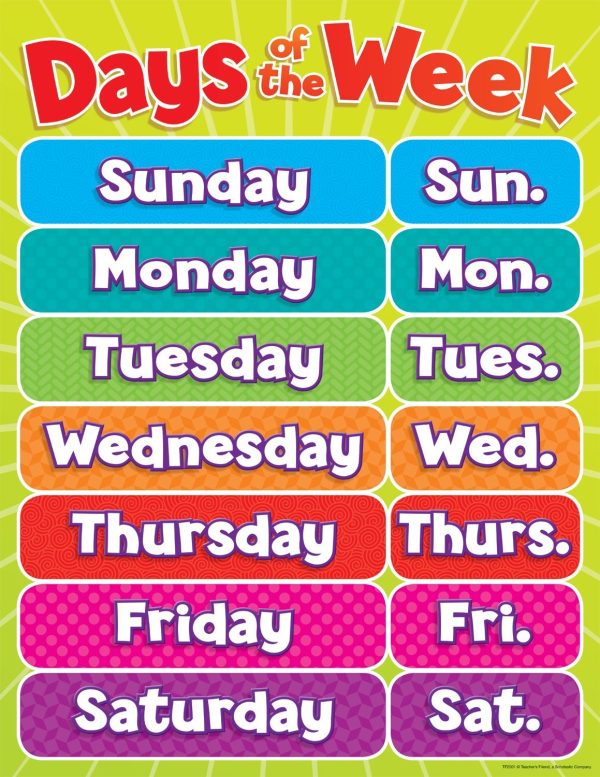 Scholastic Days of the Week Chart